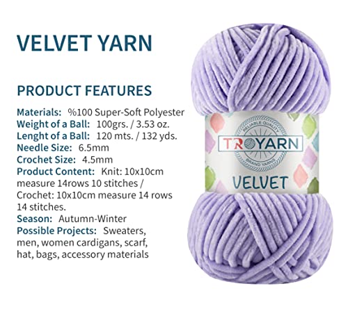 Troyarn Velvet Chenille Baby Blanket Yarn Amigurumi Yarn for Crocheting and Knitting Super Bulky 100 gr (132 yds) (10132 - Dark Green)