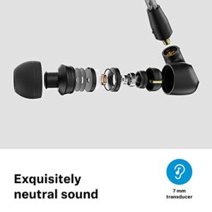 Sennheiser IE 200 In-Ear Audiophile Headphones - TrueResponse Transducers for Neutral Sound, Impactful Bass, Detachable Braided Cable with Flexible Ear Hooks - Black