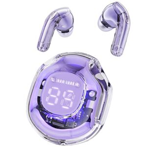 acefast t8 wireless earphones bluetooth 5.3 headphones led power display mini crystal in-ear earbuds with wireless charging case touch control built-in mic headphone for sports waterproof earphone