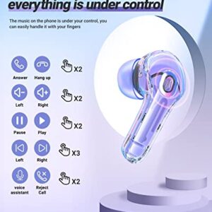 ACEFAST T8 Wireless Earphones Bluetooth 5.3 Headphones LED Power Display Mini Crystal in-Ear Earbuds with Wireless Charging Case Touch Control Built-in Mic Headphone for Sports Waterproof Earphone