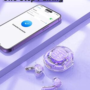 ACEFAST T8 Wireless Earphones Bluetooth 5.3 Headphones LED Power Display Mini Crystal in-Ear Earbuds with Wireless Charging Case Touch Control Built-in Mic Headphone for Sports Waterproof Earphone