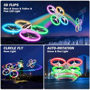 Q9C RC Drone with 720P HD FPV Camera for Kids and Adults Cool Toys Gifts for Boys Girls Teenage with LED Light,Propeller Full Protect,Hobby Quadcopter with Altitude Hold,2 Batteries and Remote Control,Easy to Fly