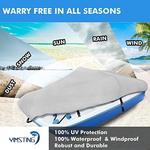YimSting Pedal Boat Cover, 600D Waterproof Heavy Duty Paddle Boat Cover with 3Pcs Windproof Buckle Straps, Fits Outdoor 3 or 5 Person Pedal Boat, Marine Grade Canvas, Gray