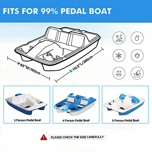YimSting Pedal Boat Cover, 600D Waterproof Heavy Duty Paddle Boat Cover with 3Pcs Windproof Buckle Straps, Fits Outdoor 3 or 5 Person Pedal Boat, Marine Grade Canvas, Gray