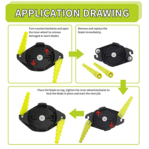 FourShow 20Pcs AC052N1FB Serrated Blade Replacement Compatible with Ryobi 2-in-1 Fixed Line and Bladed Head AC052N1, Accessories for Ryobi 18V 2-in-1 Pivoting Auto Feed String Trimmer