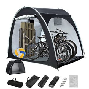 powlif bike tent for 4 or 5 bikes, bike storage shed with heavy duty oxford fabric (blk-4)