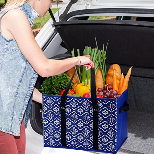 WUWEOT 4 Pack Reusable Grocery Bags, Large Shopping Bags Tote, Foldable Washable Storage Bins with Reinforced Bottom Heavy Duty Handles for Fruit Vegetable Clothes Toys and Picnic