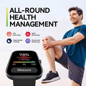 Amazfit Bip 3 Pro Smart Watch for Android iPhone, GPS, 1.69" Display, 14-Day Battery Life, 60+ Sports Modes, Blood Oxygen Heart Rate Monitor, Water-Resistant(Black) (Renewed)