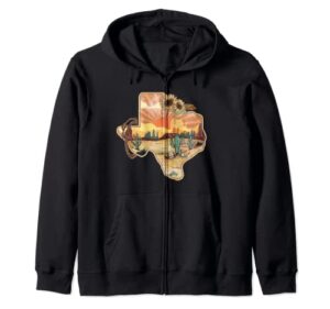 texas western state home cowboy desert rodeo lasso cactus zip hoodie
