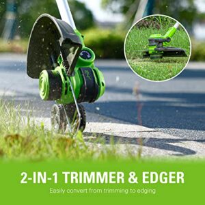 Greenworks 24V 12-Inch Cordless String Trimmer/Edger and Leaf Blower Combo Kit + 3 Bonus Spools, 2.0Ah Battery and Charger Included