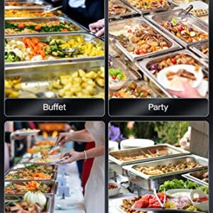 LEACCO Chafing Dishes Buffet Set, 4 Pack 8QT Stainless Steel Chafers Food Warmer Trays for Buffets, Parties
