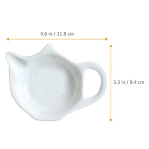 CALLARON Coffee Accessories 2pcs Ceramic Tea Bag Coasters Spoon Rest Teapot Shape Teabag Caddy Holder Saucer Set Sauce Dip Bowl Snack Seasoning Dish Tray Bracket for Tea Party Decorative Tray