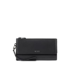 tumi voyageur travel wallet - premium women's travel wallet - stain & water resistant - black & gunmetal hardware