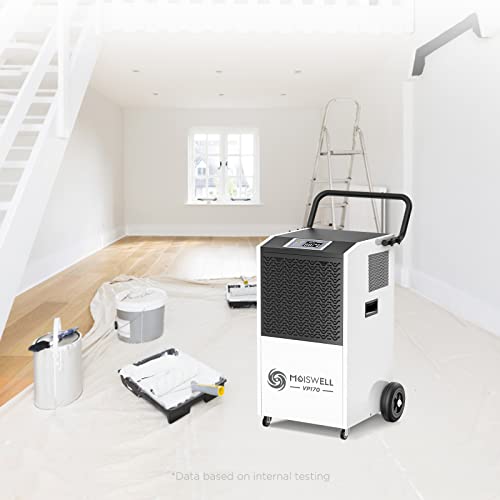 Moiswell 170 Pints Commercial Dehumidifier with Pump and Drain Hose for Basements and Large Spaces up to 7,500 Sq Ft, 5 Years Warranty