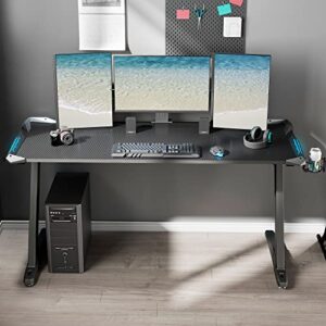 EUREKA ERGONOMIC Z60 Gaming Desk with Led Lights, 60 Inch Large RGB Gaming Computer Desk with Hector High Back Gaming Chair Grey for Home Office Work Study Writing with Mouse Pad