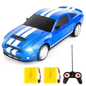 bdtctk remote control 1/24 ford mustang shelby gt500 rc model car, toys for kids and adults blue