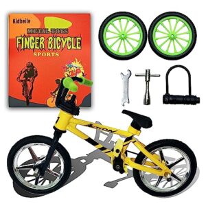 BMX Toys Alloy Finger BMX Functional Kids Bicycle Finger Bike Mini-Finger-BMX Set… (Yellow)