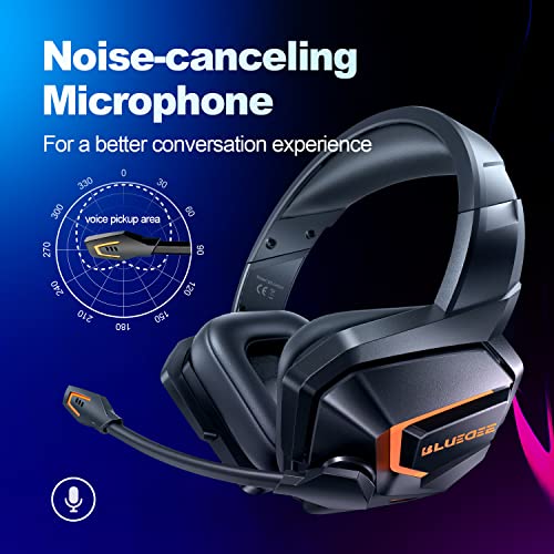 DEEBOX Wireless Gaming Headsets with Mic for PC PS4 PS5 Playstation 4 5, Bluetooth USB Gamer Headphones with Noise Cancelling Microphone for Computer Laptop PC Mac