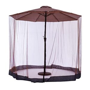 9FT-11FT Patio Table Umbrella Mosquito Netting, Patio Umbrella Screen Mesh Mosquito Netting with Double Door Zipper and Carry Bag, Beige