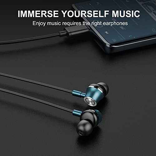 USB C Wired Earbuds, in Ear Earphones USB Type C Headphones for Laptop with Microphone, Magnetic Noise Canceling Headset Compatible for PC iPad Pro Samsung MacBook