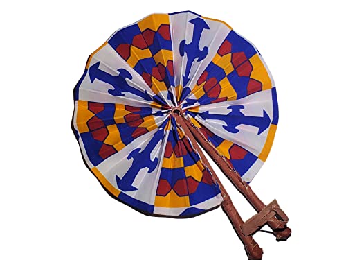 African Fabric Folding Fan/Church fan/Ankara fan/Leather folding fan/Wedding fan/Sport fan/Multicolor African fan/Pouch Included!