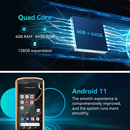 CUBOT Unlocked Mobile Phone, Pocket, SIM-Free Mini Smartphone, 4GB RAM+64GB, 128GB Extension, Android 11, 4.0 inch Screen, 16MP Camera, 3000mAh, Face ID/NFC/GPS (Green+Gold)