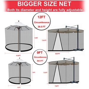 Patio Umbrella Netting, 7-10 FT Outdoor Umbrellas Screen Ultra-Large Umbrella Netting, Umbrella Hanging Tent, Patio Netting, Accommodate Up to 9 People Equipped with Double Zippers and Water Pipe