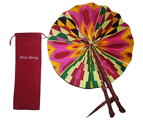 African Fabric Folding Fan/Church fan/Ankara fan/Leather folding fan/Wedding fan/Sport fan/Multicolor African fan/Pouch Included!