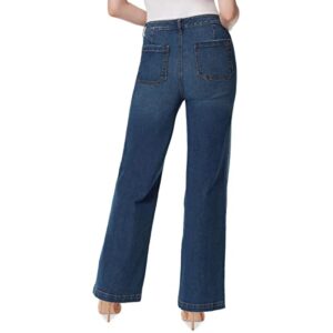 Jessica Simpson Womens Denim Whisker Wash Wide Leg Jeans Blue 26