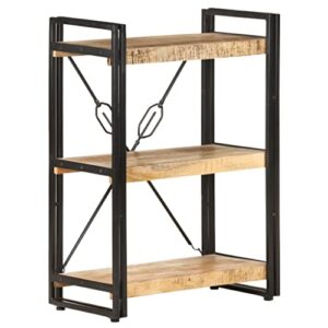 3-tier bookcase,industrial shops shelf,display shelves for collectibles,open shelving unit,bathroom storage rack,use in living room, bathroom and plants,balcony, 23.6"x11.8"x31.5" solid mango wood
