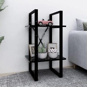 2-tier book cabinet,open shelving unit,bathroom storage rack,plant shelf,narrow multifunctional shelving,easy to clean and maintain,assembly required, black 15.7"x11.8"x27.6" engineered wood