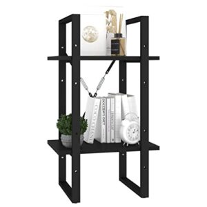 2-Tier Book Cabinet,Open Shelving Unit,Bathroom Storage Rack,Plant Shelf,Narrow Multifunctional Shelving,Easy to Clean and Maintain,Assembly Required, Black 15.7"x11.8"x27.6" Engineered Wood