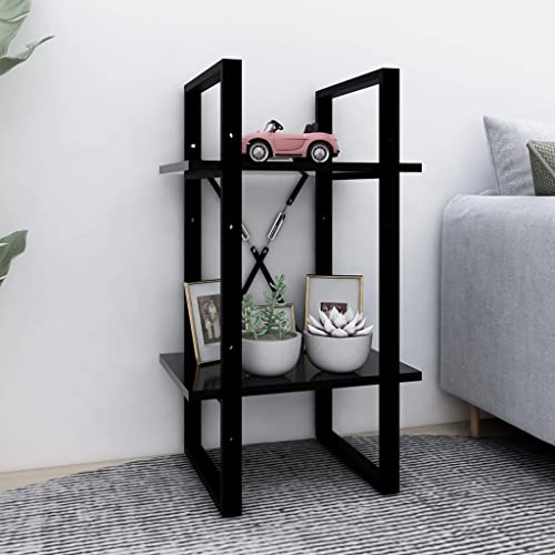 2-Tier Book Cabinet,Open Shelving Unit,Bathroom Storage Rack,Plant Shelf,Narrow Multifunctional Shelving,Easy to Clean and Maintain,Assembly Required, Black 15.7"x11.8"x27.6" Engineered Wood