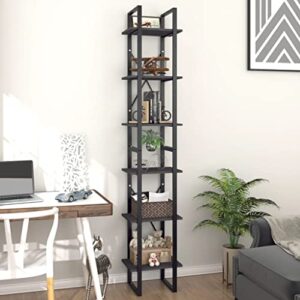 YUHI-HQYD 6-Tier Book Cabinet,Open Bookcase,Magazine Rack,Multifunctional Shelving,Shoe Rack,Bathroom Storage Rack,CD Shelf,Standing Shelf,Assembly Required, Gray 15.7"x11.8"x82.7" Engineered Wood