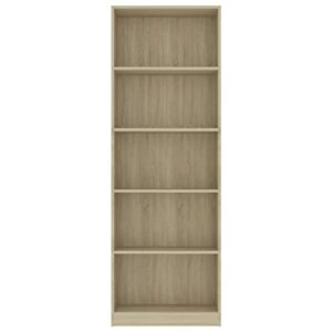 YUHI-HQYD 5-Tier Book Cabinet,Multifunctional Shelving,Flower Shelf,Modern Display Shelf,Robust and Stable,Easy to Clean,Can Hold Photo Frames,Trophies, Sonoma Oak 23.6"x9.4"x68.9" Engineered Wood