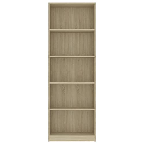 YUHI-HQYD 5-Tier Book Cabinet,Multifunctional Shelving,Flower Shelf,Modern Display Shelf,Robust and Stable,Easy to Clean,Can Hold Photo Frames,Trophies, Sonoma Oak 23.6"x9.4"x68.9" Engineered Wood