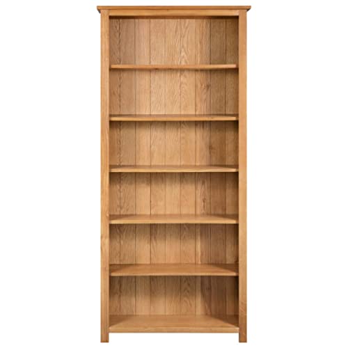 YUHI-HQYD 6-Tier Bookcase,Shelves for Living Room,Display Shelf,Retro Bookshelf,Assembly Required,Suitable for Family Storage,Office Display,Book Placement, 31.5"x8.9"x66.9" Solid Oak Wood