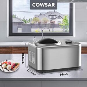 COWSAR Ice Cream Maker,1.6Quart Automatic Ice Cream Maker,No Pre-Freezing,Automatic Ice Cream Maker with Compressor,Frozen Yogurt Machine with Removable Ice Cream Bowl,Keep Cool Function