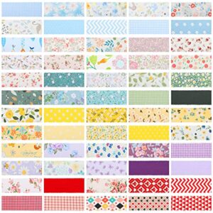 60 Pcs Jelly Cotton Fabric Rolls Vintage Quilting Fabric Strips Precut Quilting Fabric Floral Patchwork Craft for Weaving Quilting, 60 Styles