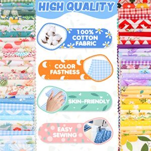 60 Pcs Jelly Cotton Fabric Rolls Vintage Quilting Fabric Strips Precut Quilting Fabric Floral Patchwork Craft for Weaving Quilting, 60 Styles