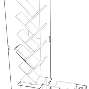 Tree Bookshelf with Wooden Drawer, 10-Tier Open Shelf Narrow Bookcase, Unique Vertical Spine Bookshelf Small Spaces, Book Shelf with Drawers Storage Organizer Shelves for Living Room, Bedroom, Library