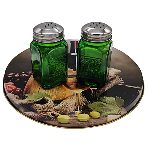 Kerixi Old-Fashioned Retro Salt and Pepper Shakers Green Glass