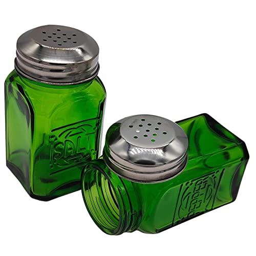 Kerixi Old-Fashioned Retro Salt and Pepper Shakers Green Glass