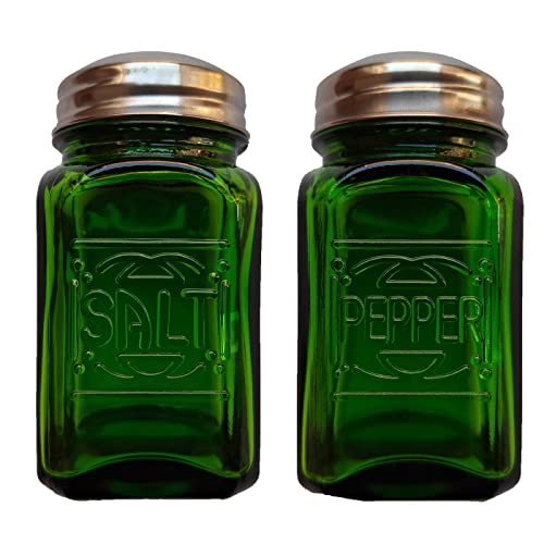 Kerixi Old-Fashioned Retro Salt and Pepper Shakers Green Glass