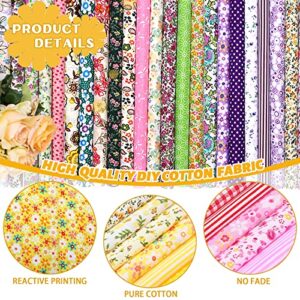 100 Pcs 10 x 10 Inch Quilting Cotton Fabric Bundle for DIY Sewing Fabric Precuts Quilt Squares Multi Color Printed Floral Square Patchwork Supplies for Quilting Patchwork, DIY Craft, Scrapbooking