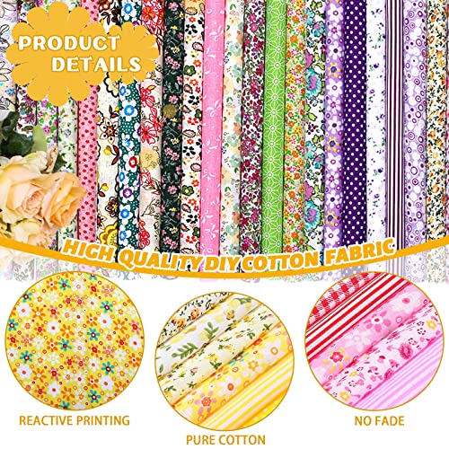 100 Pcs 10 x 10 Inch Quilting Cotton Fabric Bundle for DIY Sewing Fabric Precuts Quilt Squares Multi Color Printed Floral Square Patchwork Supplies for Quilting Patchwork, DIY Craft, Scrapbooking