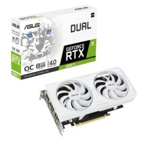 asus dual nvidia geforce rtx 3060 ti white oc edition graphics card (pcie 4.0, 8gb gddr6x memory, hdmi 2.1, displayport 1.4a, 2-slot design, axial-tech fan design, 0db technology, and more)