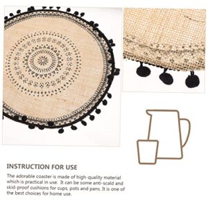 Luxshiny Home Decor 1pc Insulated Decor Table Mat for Anti Photo Outdoor Jute Dining Wedding Circles Pad Anti-scalding Decorative Creative Woven Farmhouse Rustic Dish Cloth Supplies Room Boho Decor