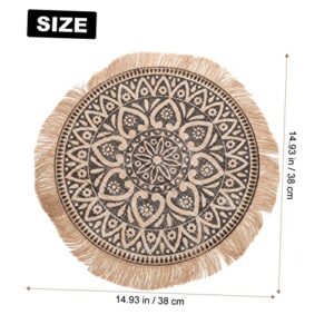 Hot Pads 10 pcs Decoration Coasters Circle Holiday Burlap Dining Woven Kitchen Party Table Mandala Placemats Jute Washable Natural Mat Round Mats Favor Macrame Cotton for