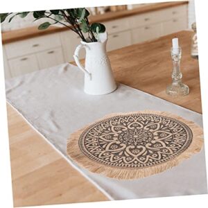 Hot Pads 10 pcs Decoration Coasters Circle Holiday Burlap Dining Woven Kitchen Party Table Mandala Placemats Jute Washable Natural Mat Round Mats Favor Macrame Cotton for